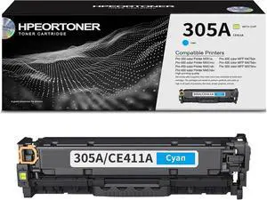 1 Pack 305A / CE411A Cyan Toner Cartridge, High Yield 2,800 Pages, Replacement for HP 305A / CE411A Color Pro 300 Color M351a MFP M375nw Pro 400 M451nw M451dn M451dw Printer