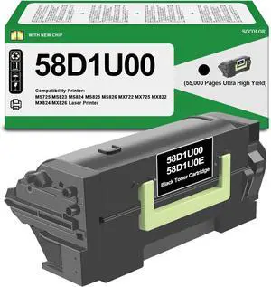 58D1U00 Toner Cartridges Ultra High Yield 55,000 Pages Replacement for Lexmark 58D1U00 58D1U0E MS725 MS823 MS824 MS825 MS826 MX722 MX725 MX822 MX824 MX826 Laser Printer