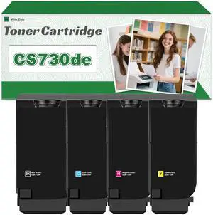 Compatible 71C1HK0 71C10C0 71C10M0 71C10C0 High-Capacity Toner Cartridge, Works for Lexmark CS730de CS735de CS737dze CX730de CX735adse CX737adzse Printers 4 Colors
