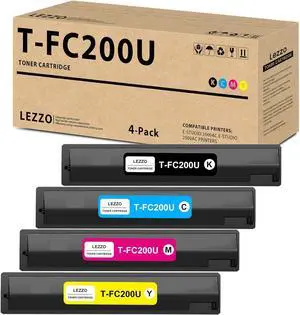 T-FC200U Toner Cartridge 4-Pack High Yeild Replacement for Toshiba T-FC200U TFC200U T-FC200U-K T-FC200U-C T-FC200U-M T-FC200U-Y Toner for E-Studio 2000AC 2500AC Printer(Black Cyan Magenta Yellow)