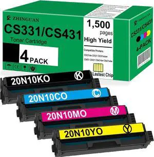 CS331 CX331 Toner Cartridges Compatible for 20N10K0 20N10C0 20N10M0 20N10Y0 Toner Work for CS331dw CX331 CX331adwe CS431 CX431 CS431dw CS431adw Printers (4Pack,1Black,1cyan,1Magenta,1Yellow)
