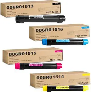 WorkCentre 7525 006R01513 006R01514 006R01515 006R01516 High Yield 4-Pack Toner Cartridge Replacement for Xerox 006R01513 Black for WorkCentre 7525 7530 7535 7545 7556 7830 Printer (4-Pack, BK/C/M/Y)