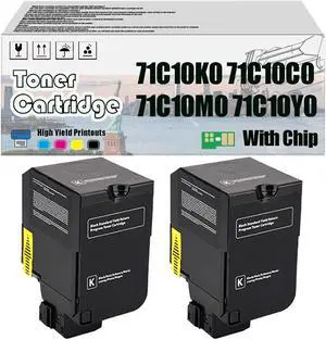 71C10K0 71C10C0 71C10M0 71C10Y0 Toner Cartridge, Compatible for Lexmark C4342, C4352, CS730de, CS735de, CX730de, and CX735adse Printers  High-Yield Print Volume with Chip Black*2