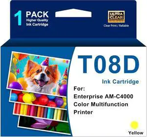 T08D Yellow Ink Cartridge Remanufactured T08D Ink Cartridge High Capacity T08D4 Ink Compatible for Workforce Enterprise AM-C4000 Printer