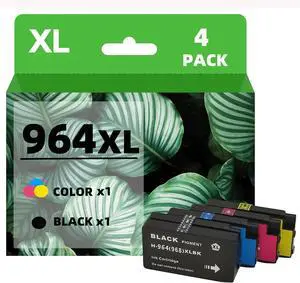 Replacement Ink Cartridges 964 968XL Compatible for HP 964 968XL 964 968 Ink Cartridges Works with Printers for HP OfficeJet Pro 9010 9020 9015 9019 9025,Black+Color