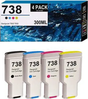 4 Pack 738 Ink Cartridge Use for DesignJet T850 T950 Large Format Printers (300ml/PCS)