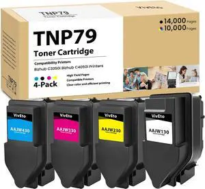 TNP-79 TNP79 Toner Cartridge (with New Chip) AAJW130 AAJW230 AAJW330 AAJW430 Replacement for Konica Minolta TNP79 TNP79K TNP79C TNP79M TNP79Y for Bizhub C3350i C4050i Printers, 4 Pack TNP79 Toner
