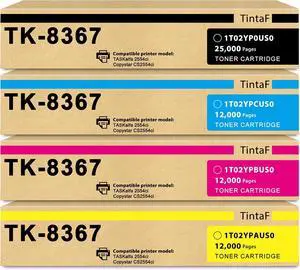 Compatible TK-8367 TK8367 Toner Cartridge Set 1T02YP0US0 1T02YPCUS0 1T02YPBUS0 1T02YPAUS0 Replacement for Kyocera TK-8367K TK-8367C TK-8367M TK-8367Y Toner Cartridge for TASKalfa 2554ci Printer 4Pack