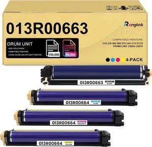 013R00663 013R00664 Drum Unit Replacement for Xerox C60 Drum Cartridge High Yield Works with Color 550 560 570 C60 C70 EC70 PrimeLink C9065 C9070 Printer Imaging Unit (4-Pack, 190,000 Pages, KCMY)