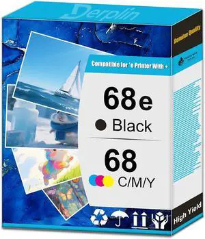 68E 68XL 68 High Yield Ink Cartridge Use for Envy 6152e 6155e 6552e 6555e 6558e Printers (1 Black 1 Tri-Color)