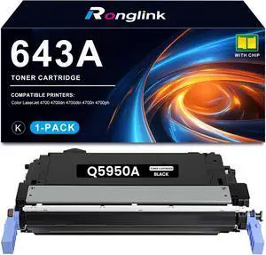 643A Black Toner Cartridge Replacement for HP Q5950A 643A Toner Cartridge High Yield Works with Color Laserjet 4700 4700dn 4700dtn 4700n 4700ph Printer (1-Pack, 11,000 Pages)