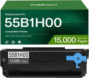 55B1H00 High Yield Toner Cartridges Compatible for Lexmark 55B1H00 55B0HA0 55B1000 Black Toner Cartridge for MS331, MS431, MX331, MX431, MX432 Laser Printer15000 Pages