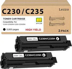 C230 C235 High Yield Toner Cartridge 2-Pack (with Chip) 006R04391 Black Toner Replacement for Xerox C230H C235H Toner for C230/DNI C235/DNI Printer