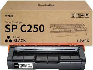 SP C250 Black Toner Cartridge 407539 Replacement for Ricoh SP C250dn Toner Cartridge SP C250A C250SF C261SFNW C261DNW C260DNW C260SFNW Printer Ink 1-Pack