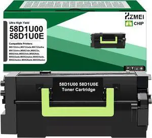 58D1U00 Toner Cartridge Ultra High Yield 58D1U0E Toner Compatible for Lexmark MS725 MX722 MX725 MS823 MS824 MS825 MS826 MX822 MX824 MX826 Laser Printer,Black 55,000 Pages