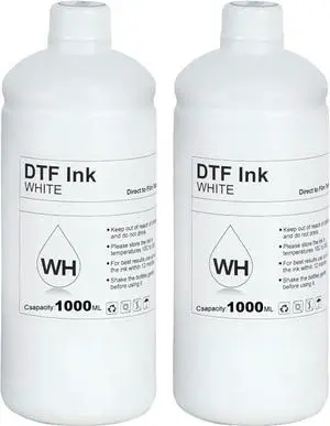 Remanufactured DTF Ink White 1000ml 2 Pack, Premium DTF Printer Thermal Transfer Ink for ET-8550 L1800 R2400 L800 DX5 DX7 5113 XP600 I3200 P400 P800 All DTF Printer Ink, DTF Transfer Ink for PET Film
