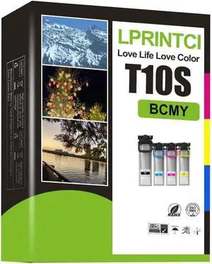 T10S Ink Cartridges Use for Printers WorkPorce Pro WF-C5390/WF-C5890 Color Printer 4-Pack (Cyan Magenta Yellow Black)