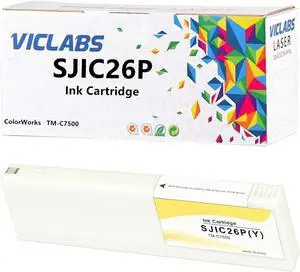 Remanufactured SJIC26P C7500 Ink Cartridges Replacement for SJIC26P C33S020617 Ink Cartridges for use in ColorWorks TM-C7500 TM C7500 Printers,340ml (1-Pack, Yellow)
