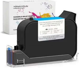 Handheld Inkjet Printer Ink Cartridge 42ml Solvent Fast Dry Ink Replacement with 0.5inch Nozzel for Handheld Inkjet Printer Gun D10,P15, T10,B10(Black)