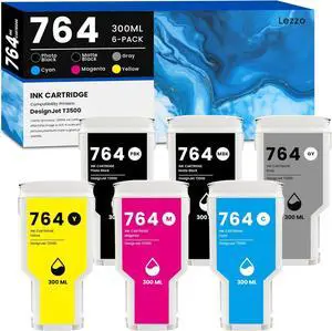 764 Ink Cartridge 300ML 6-Pack 764 Ink Replacement for HP 764 Ink for DesignJet T3500 Postscript Printer (Photo Black/Matte Black/Gray/Cyan/Magenta/Yellow)