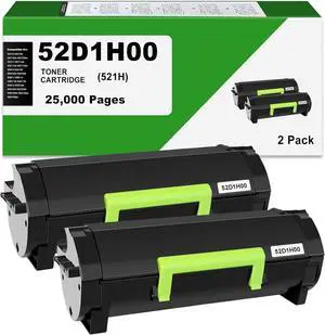 521H 52D1H00 Toner Cartridge Compatible with Lexmark 521H 52D1H00(25,000 Pages) for MS710 MS710n MS711 MS711dn MS810 MS810n MS810dn MS810de MS811 MS811n MS811dn MS811dtn MS812 MS812dn MS812de -2Pack