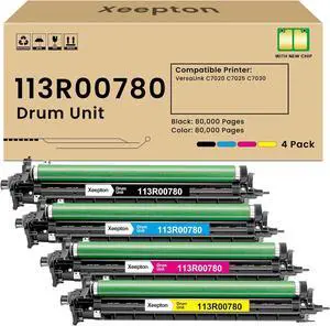 VersaLink C7020 C7025 C7030 Imaging Drum Unit Replacement for Xerox 113R00780 VersaLink C7020 C7025 C7030 Drum Cartridge for VersaLink C7020 C7025 C7030 Printer (4-Pack, Black Cyan Magenta Yellow)