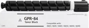 GPR64 GPR-64 5141C003AA Black High Capacity Remanufactured Toner Cartridge Replacement for Canon ImageRunner Advance DX 4825 4825i 4835 4835i 4845 4845i Printers (1 Pack Black)