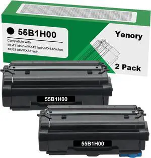Remanufactured 55B1H00 Black High Yield Toner Cartridge Replacement for Lexmark 55B1H00 55B1000 55B1X00 Work for MS431 MX431 MX432 MS331 MX331 Laser Printer 15,000 Page-Yield (2 Pack)