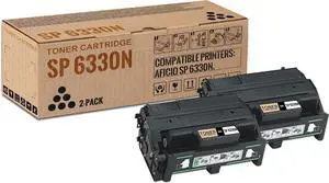 2 Pack SP 6330N Black Toner Cartridge | Replacement for Ricoh 406628 Work with Aficio SP 6330N | 406628