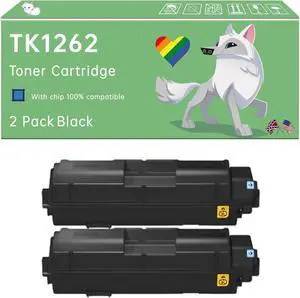 Compatible with Kyocera TK1262 Toner Cartridge Work for Kyocera ECOSYS PA4000wx Printers, with Chip, High Yield 10000 Pages, Exceptional Color Accuracy (2-Pack Black)