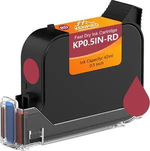 42ml Fast Dry Ink Cartridge KP0.5IN-RD for Handheld Inkjet Printer KP-N01, KP007,KP-MINI, 0.5inch/12.7mm Solvent Quick-Drying Ink Cartridge Replacement - Red