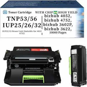 TNP53/56 IUP25/26/32/33 Toner Cartridge Compatible for Konica Minolta bizhub 4052 bizhub 4752 bizhub 3602P bizhub 3622 bizhub 4402P bizhub 4422 IUP32/33-Drum-Unit-(Suitable-for-4052-4752)