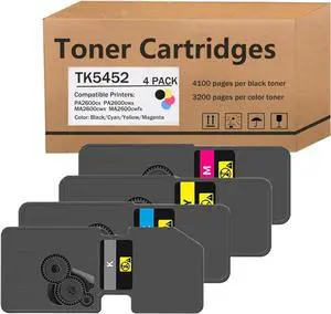 TK-5452 (TK5452) Compatible Toner Cartridges for Kyocera TK-5452K TK-5452Y TK-5452M TK-5452C for Ecosys PA2600cx PA2600cwx MA2600cwx MA2600cwfx Printers, High Yeild BK/C/M/Y 4 Pack