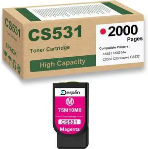 75M10M0 Toner Cartridge Use for CS531 CS531dw CX532 CX532adwe CS632 CS632dwe CX635 CX635adwe Printers (1 Magenta)