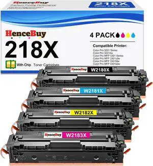 218X 218A Toner Cartridges 4 Pack High Yield (with Chip) Compatible Replacement for HP 218X 218A for Color Laserjet Pro 3201dw MFP 3301fdw 3301cdw 3301sdw Printer Ink Set W2180X W2180A (BCMY, 4-Pack)