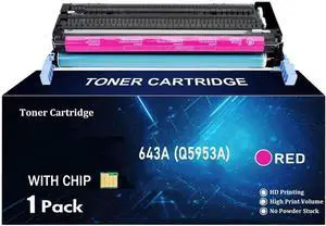 Q5950a Q5951a Q5952a Q5953a Toner Cartridge 643A Consumables for Hp Color Laserjet 4700 4700Dn 4700Dtn 4700N 4700Ph with Chip High Yield Toner Cartridge,Red