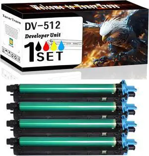 DV-512 Developer Unit Compatible for Konica Minolta bizhub C224 C224e C284 C284e C364 C364e C454 C454e C554 C554e Printers, Office Printing is Easy Clear Smooth (4-Pack BK/C/M/Y)