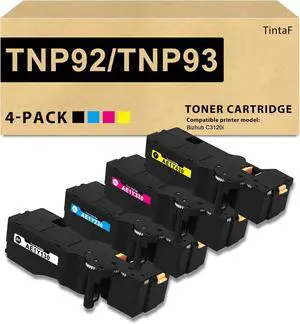 TNP92 TNP93 Toner Cartridge High Capacity Replacement for Konica Minolta TNP92K TNP92C TPN92M TNP92Y (AE1Y130 AE1Y430 AE1Y330 AE1Y230) Toner for Bizhub C3120i Printer (4-Pack, BK/C/M/Y)
