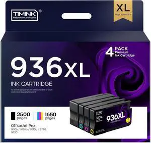 936XL 936 Ink Cartridges Combo Pack Compatible Replacement with 936 936XL Ink Cartridges Work with OfficeJet Pro 9110, 9120, 9130, 9730, 9720 Series Printers (BK/C/Y/M, 4-Pack)