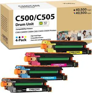 Versalink C500 C505 Imaging Unit (with New Chip) Replacement for Xerox C500 C505 108R01484 108R01481 108R01482 108R01483 for C500N C500DT C500DN C505DN Printers, 4-Pack C505 Imaging Cartridges