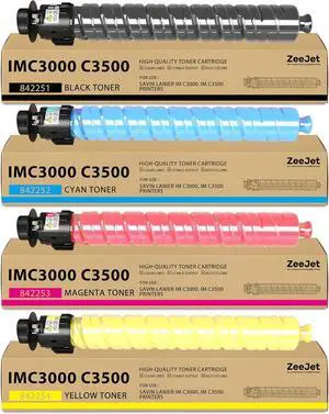 IM C3000 C3500 Toner Cartridges IMC3000 IMC3500 842251 842252 842253 842254 Replacement for Ricoh Lanier Savin IM C3500 IM C3000 Printer Ink 4-Pack, Black Cyan Magenta Yellow