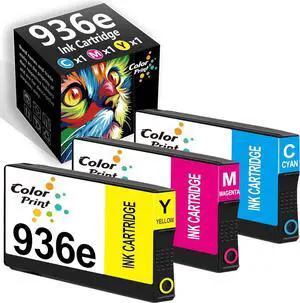 ColorPrint Compatible 936e Color Ink Cartridge Replacement for Hp 936e 936XL 936 for Office Jet 9122e Office-Jet Pro 9110b 9125e 9128e 9130b 9135e Wide Format 9730e Printer (3-Pack, High Yield, C,M,Y)