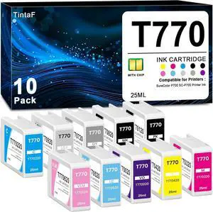 Remanufactured T770 770 Ink Cartridges Replacement for P700 Ink T770020 T770120 T770220 T770320 T770420 T770520 T770620 T770720 T770820 T770920 Ink for SureColor P700 SC-P700 Printer Ink (10-Pack)