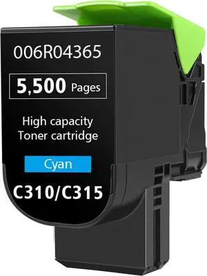Cyan Toner Cartridge for Xerox C310 C315 Printer,5500 Pages Extra High Capacity Replacement 006R04365 and 006R04357 Ink Cartridge for Xerox C315DNI C310DNI Color Multifunction Printer(Cyan)