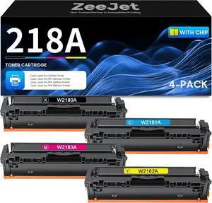 218A Toner Cartridges 4 Pack [with Chip] W2180A W2181A W2182A W2183A Toner Replacement for HP 218A 218X Toner Cartridge for Color Laser Pro MFP 3301 3201 3301cdw 3301sdw 3201dw Printer Ink