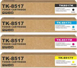 TK8517 TK-8517 High Yield Toner Cartridge 4-Pack Compatible with Kyocera TK-8517K TK-8517C TK-8517M TK-8517Y Toner Cartridges for TASKalfa 5052ci 5053ci 6052ci 6053ci Printer Toner (4-Pack BK/C/M/Y)