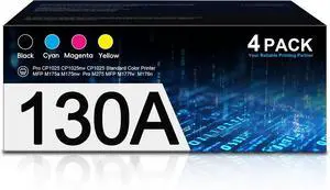130A Toner Cartridge Set 4-Pack (B/C/Y/M) High Yield Replacement for HP 130A CF350A CF351A CF352A CF353A Works with Color Pro MFP M176 M177 Series Printer Ink