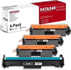 3-Pack 047 2164C001 Black Toner Cartridge & 1-Pack 049 2165C001 Black Drum Unit Replacement for Canon with imageCLASS MF113W LBP113W MF110/LBP110 Series MF112/LBP112 i-SENSYS MF113W Printerwith chip