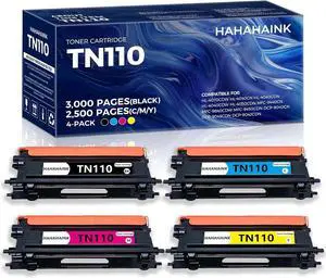4 Pack TN110 BK/C/M/Y High Yield Toner Cartridge Replacement Compatible for Brother HL-4070CDW 4040CN 4040CDW 4050CDN MFC-9440CN 9840CDW 9450CDN DCP-9040CN 9045CDN 9042CDN Printer