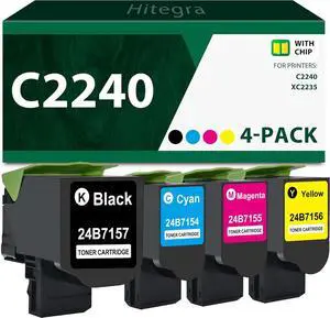 C2240 XC2235 Toner Cartridge 4-Pack Replacement for Lexmark C2240 Toner 24B7157 24B7154 24B7155 24B7156 Compatible with C2240 XC2235 Printer Toner, 4-Color Black Cyan Magenta Yellow